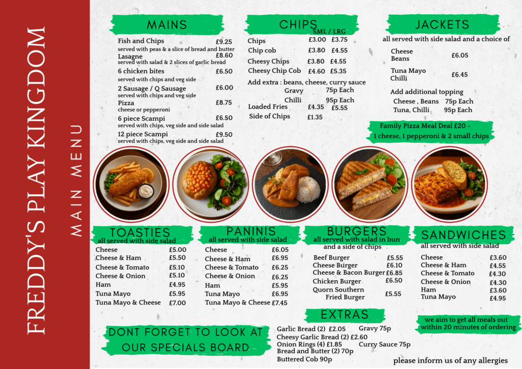 Sophisticated Freddy’s Menu